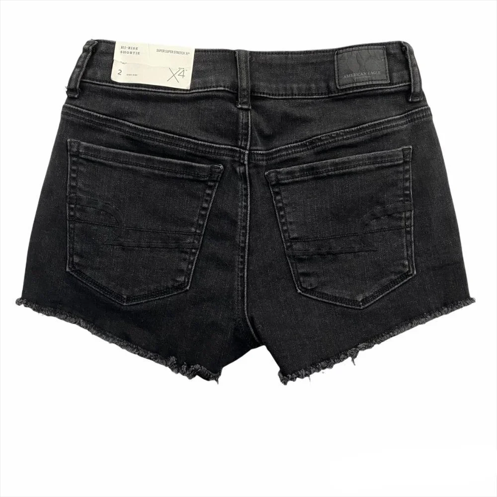 American Eagle Outfitters Black Denim Lace-Appliqué Jean Shorts NEW WITHOUT TAGS